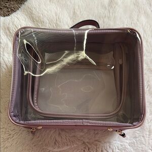 CALPAK Large Clear Cosmetics Case - MAUVE